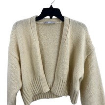Zara Cream Chunky Knit Cropped Open Front Cardigan Medium - £18.90 GBP