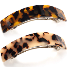 French Style Curved Rectangle Volume Barrette Tortoise Shell Hair Clips ... - £11.85 GBP