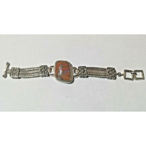 HUGE  ORNATE STERLING SILVER CHALCEDONY BRACELET 81 GRAMS SKY - $218.79
