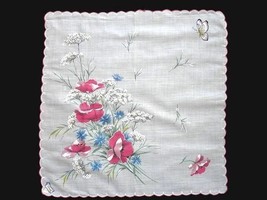 VTG Hanky Burmel Floral Handkerchief of Month  Butterfly 1940S Orig Stic... - $19.60