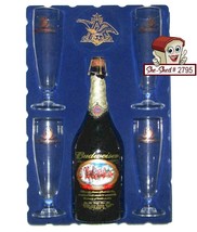 Budweiser 2001 Anheuser-Busch Holiday Limited Edition Bottle And Glasses - $24.95