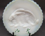 Rare Antique Fenton White Milk Glass Rabbit And Clover Shamrock Plate Di... - $49.49