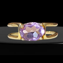 Natural Unheated Pink Amethyst 14K Gold over 925 Sterling Silver Ring Sz 7.5 - $51.41