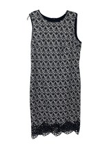 Maia Sheath Dress Womens Size 10 Black Cream Geometric Print New - $19.79