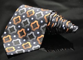 Covington Mens Tie Nwot Black Orange Grey Square Pattern - £10.65 GBP