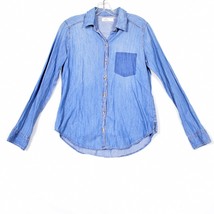 Hollister California Women&#39;s Blue Denim Long Sleeve Button Up Blouse Size Small - £11.45 GBP