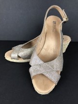 White Mountain Metalic Gold Wedge Heel Sandals Size 9.5 M Espadrille Ope... - £35.96 GBP