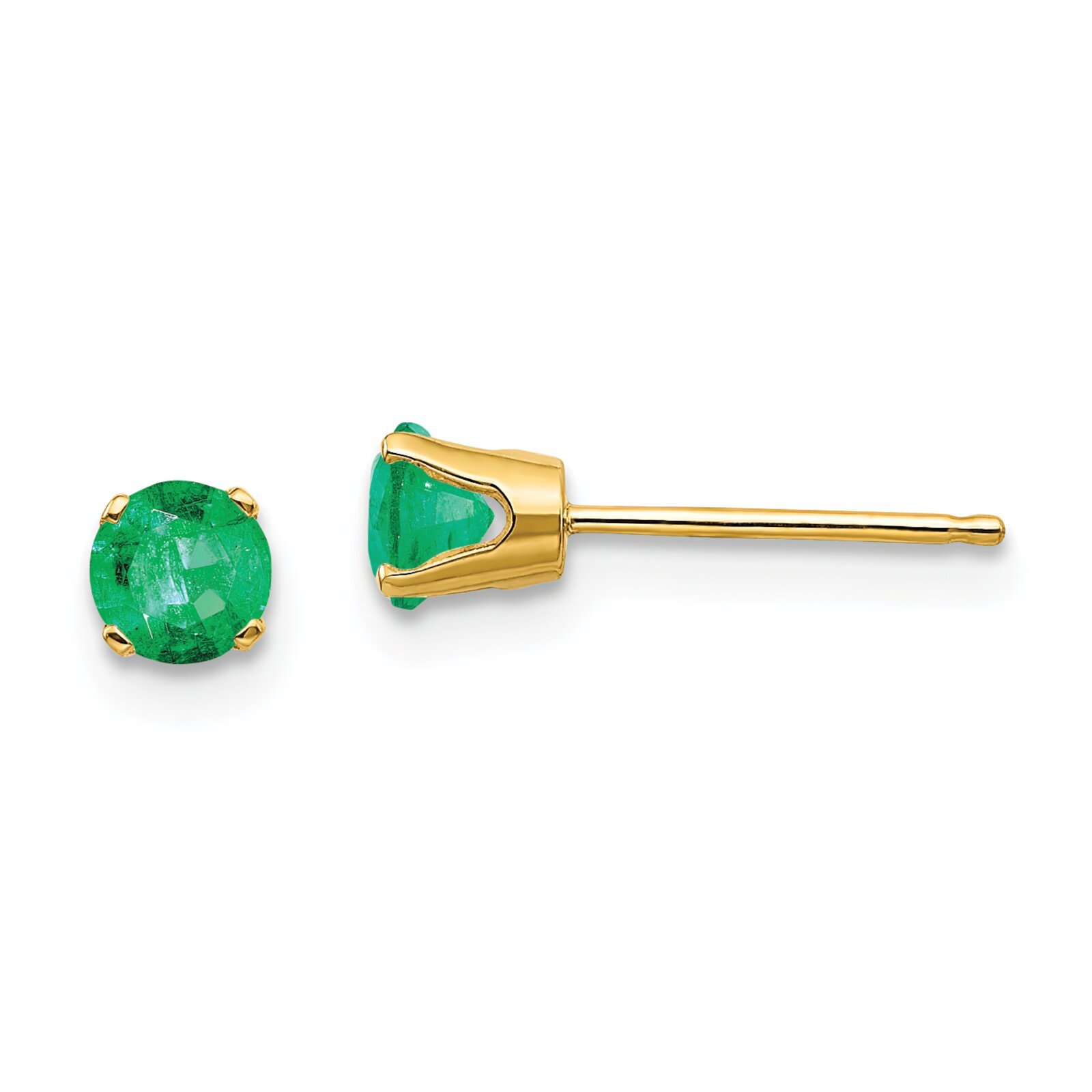 Primary image for 14K Gold May Emerald Stud Earrings Jewelry 4mm 4mm x 4mm