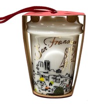 Starbucks California San Francisco Ceramic Ornament Coffee Cup 2015 Merm... - $27.20