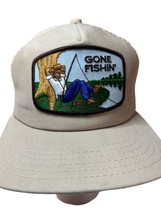 Vintage Patch Dad Gift New Era Voyager Mesh Trucker Hat Gone Fishin Cap ... - £29.20 GBP