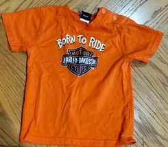 Harley Davidson Child Size 18M Orange T-shirt  Born To Ride - £10.36 GBP