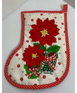 Christmas Pot Holders Vintage Franco Stocking Shape Hot Pads Poinsettia ... - £4.73 GBP