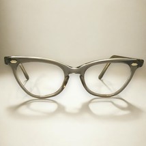 Vintage 1950&#39;s Liberty USA Cat Eye Eyeglass FRAMES ONLY Transparent Gray Acetate - $42.08