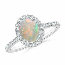 ANGARA Oval Opal Ring with Diamond in 14k Solid Gold (Grade-AAAA, Size-8x6) - £1,082.46 GBP