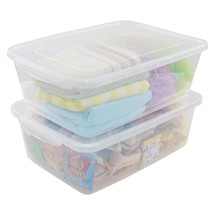 Afromy 16 Liter Plastic Latching Box, 2 Packs Storage Bins With Lid, Clear - £34.68 GBP