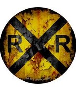 Vintage Railroad Crossing Novelty Metal Mini Circle Magnet - $242.75 MXN