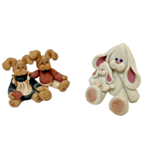 Vintage Miniature Easter Bunny Figurines Polymer Clay 1.5 to 1.75&quot; Lot of 2 - £9.23 GBP