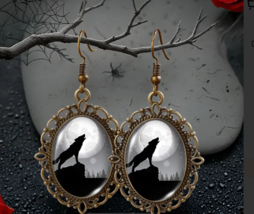 Howling wolf cameo earrings - $13.86