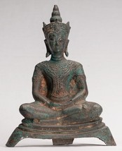 Antigüedad Thai Estilo Sentado Bronce Ayutthaya Meditación, Estatua de Buda - - $389.55