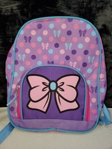 Girls Purple Regular School Backpack with Front Zipper Pocket Beautiful Print - £6.70 GBP