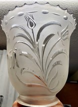 Vintage Clear Glass Chandelier Lamp Shade Etched Embossed w/ Tulip 2 1/4... - $23.75