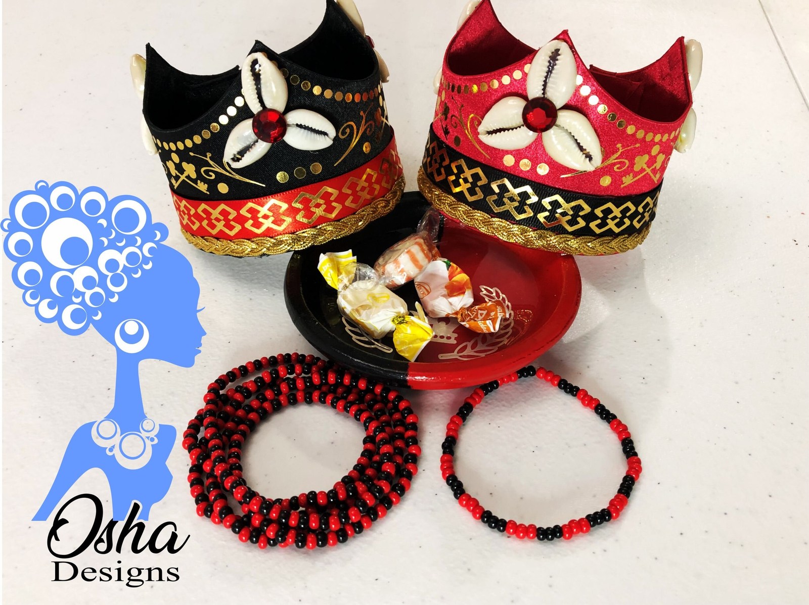 Elegua Crown Dish Eleke and Bracelet Set Orishas Santeria Ifa Yoruba Lucumi - $50.00