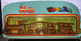 Vintage Handmade Wooden Train Cars 4 Pc Set Choo Choo - £15.37 GBP