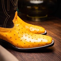 Marco Di Milano Genuine Ostrich Skin Cowboy Boot Alabama Buttercup image 3