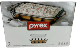 Pyrex Serveware Holiday Basket Serving Set Christmas Tree 2 Pc 9x13 Baki... - $29.69
