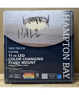 Hampton Bay Clifton 11 in. Brushed Nickel Selectable LED Flush Mount BRA... - $9.15 CAD