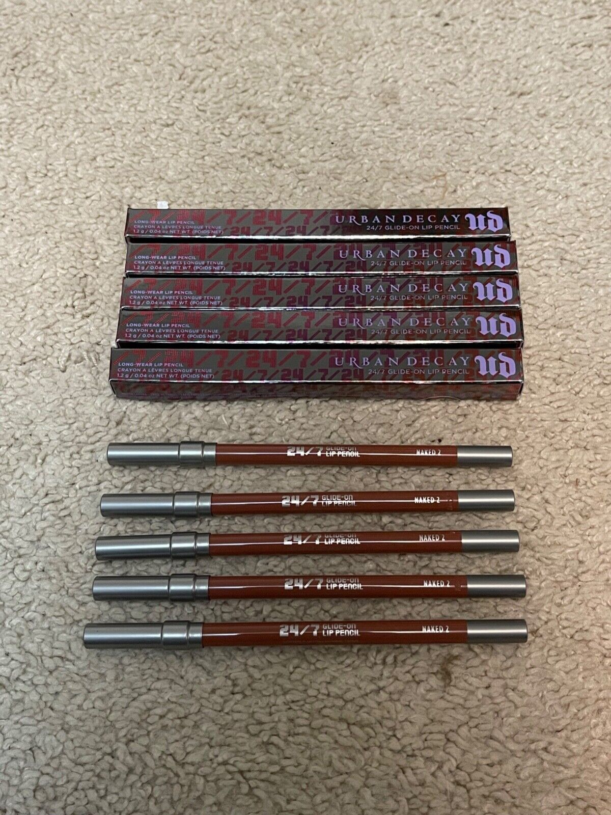 Primary image for 5 x NIB UD Urban Decay 24/7 Glide-On Lip Pencil Lipliner Color = Naked 2