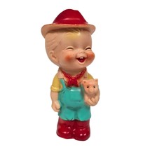 1950s Combex Creation Little Farmer Boy &amp; Piglet Plastic Squeaky Toy 7.5... - $17.54