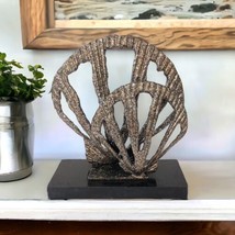 Seashell Sculpture Open Work Metal Marble Base Nautical Beach House Coas... - $34.64