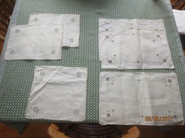 7-Piece NATURAL LINEN EMBROIDERED CUT-OUT Runner Set w/Measurements - Vi... - $10.00