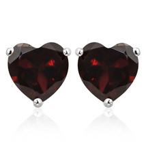 5MM Heart Garnet Earrings in Sterling Silver - $691.31 MXN