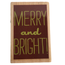 Hampton Art Rubber Stamp Merry and Bright Christmas Card Making Words Holidays - £4.05 GBP