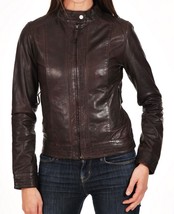 Women Leather Jacket Slim fit Biker Motorcycle Genuine Lambskin Jacket WJ097 - £93.80 GBP