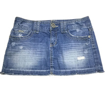 Aeropostale Women&#39;s  Denim Mini Skirt Size 5/6 Blue Distressed Denim Fra... - £18.70 GBP