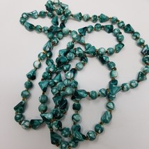 Vintage Mardi Gras Bead Turquoise Long Necklace STUNNING - £10.08 GBP