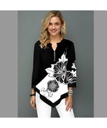 Women&#39;s Plus Size Striped Blouses Tunics 3/4 Sleeve Print Irregular Ladi... - $1,055.06 MXN