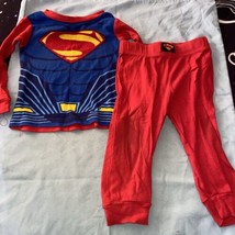 Superman Baby Boy Pajamas 18 Months 2 Pc Shirt &amp; Pants Red &amp; Blue - £5.30 GBP