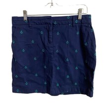 British Khaki Mini Skirt Womens Size 4 Navy Blue Anchor Chino Embroidered - $11.39