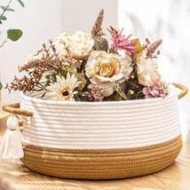 Woven Baskets For Storage(16&quot;X8&quot;),Blanket Basket For Organizing Living Room,Cott - £36.87 GBP