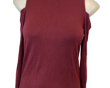 Sweet Tea&#39;s by Pink Rose Burgundy High Neck Long Sleeve Cold Shoulder T ... - $11.39