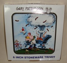 Clay Design Gary Patterson King Of The Grill 6&quot; Stoneware Square Trivet New - £11.03 GBP