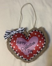 Valentines Burlap Stitching Heart Hanging Happy Valentine&#39;s Day Door Decor - £54.80 GBP