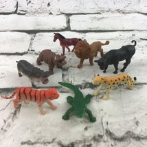 Animal Figures Lot Of 8 Hippos Tiger Allegator Horse Bull Lion Leopard Toys - £9.34 GBP