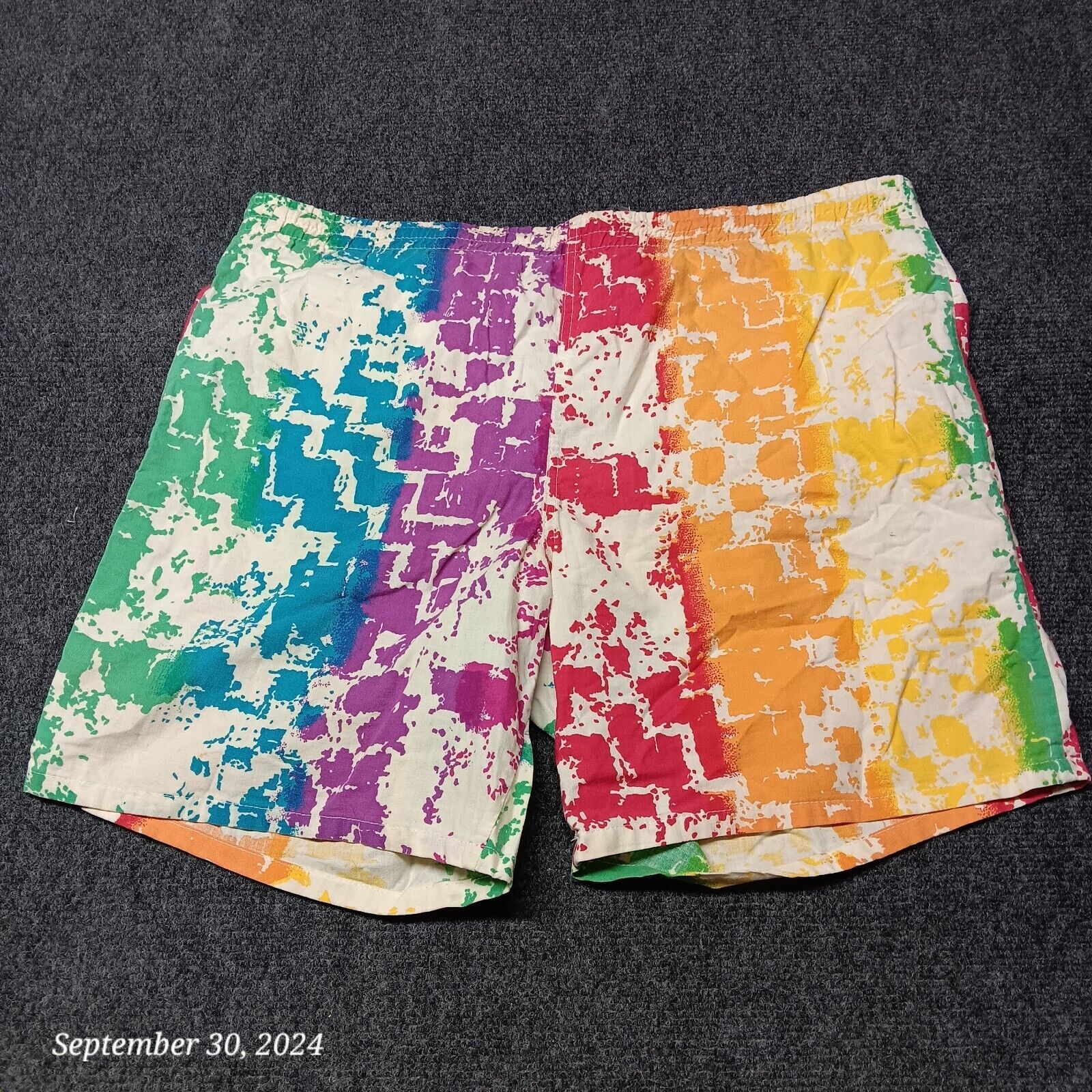 Vintage Pacific Bay Swim Trunks Short Men Medium 32 / 34 Abstract Colorf... - $18.47