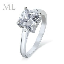 1 Carat CZ Solitaire Ring Princess Cut Bridal Engagement 100% Genuine Silver - £20.96 GBP