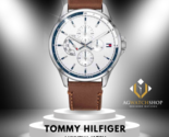 Montre pour homme Tommy Hilfiger bracelet en cuir quartz cadran blanc 44... - £95.32 GBP